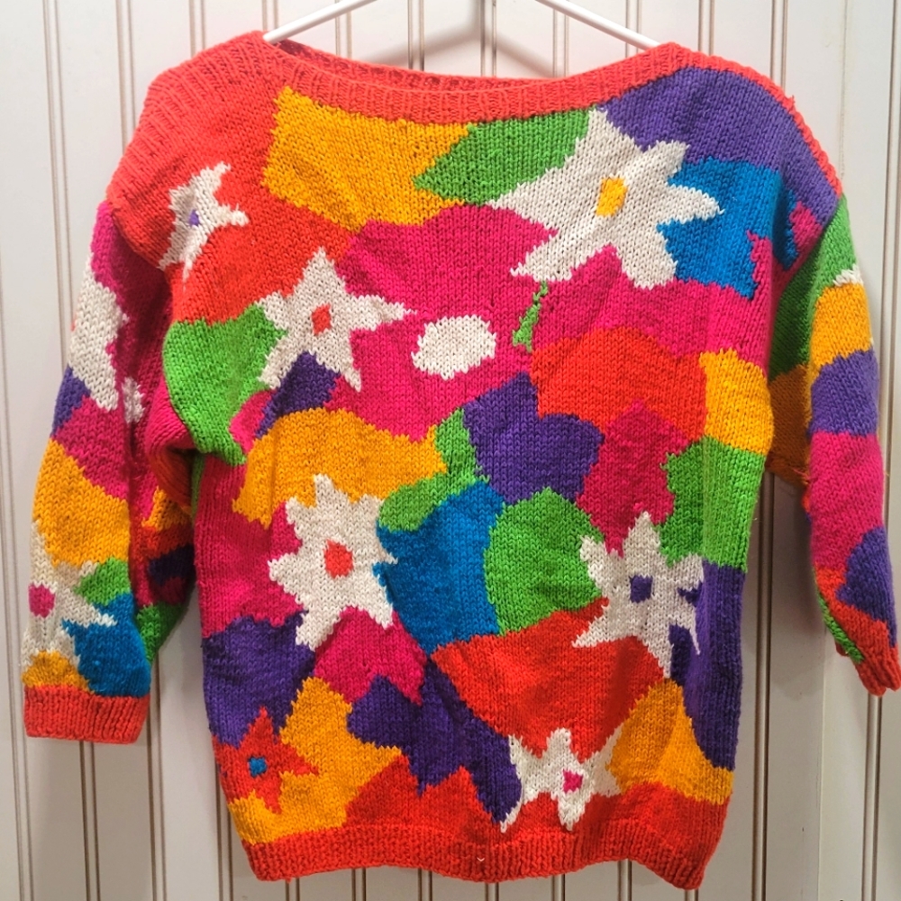 JJ Browne vintage flower knit sweater sz M